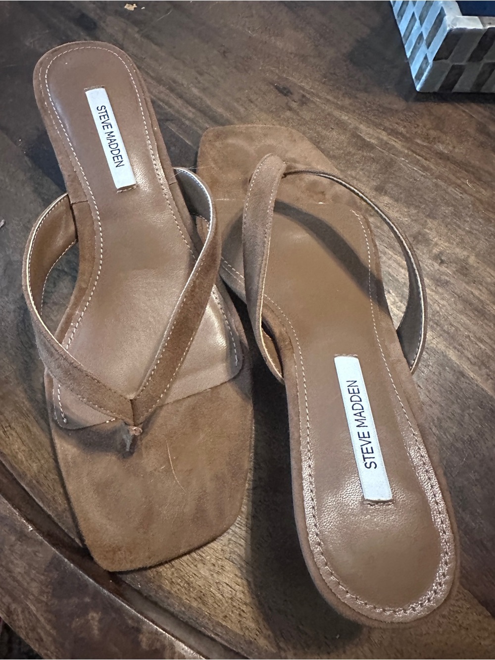 Steve Madden Brown Suede Thong Sandals